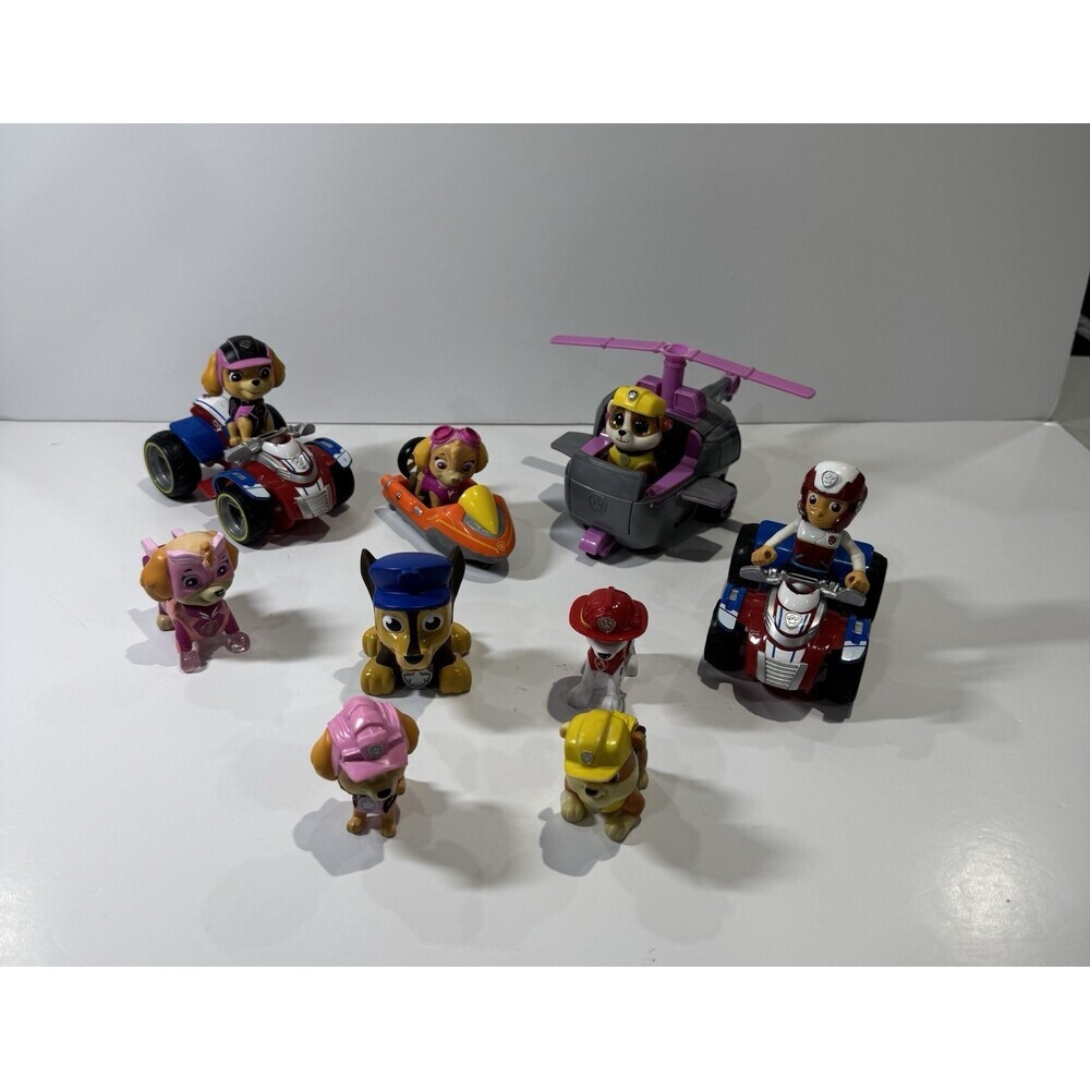 Paw Patrol Lot of 13 Figures Vehicles Toys Skye Ryder Marshall Rubble Spinmaster - Picture 2 of 8